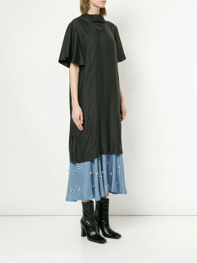 Shop Toga Layer Detail Midi Dress In Black