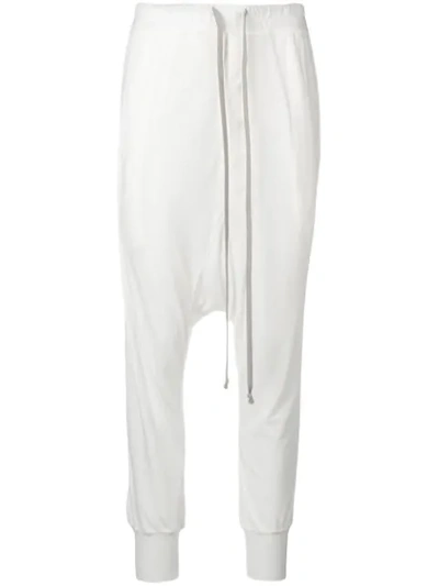 RICK OWENS LILIES DROP-CROTCH TROUSERS - 白色