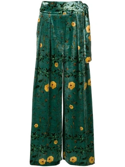 Shop Ailanto Floral Print Trousers In Green