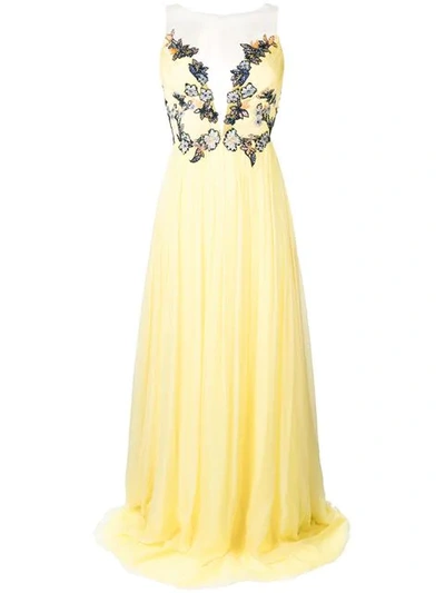 Shop Rhea Costa Embellished Corset Gown In Yellow