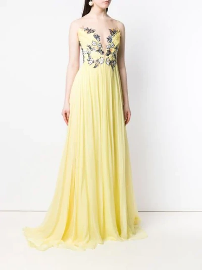 Shop Rhea Costa Embellished Corset Gown In Yellow