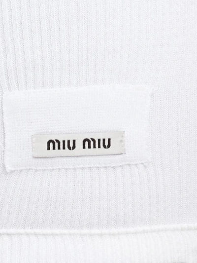 Shop Miu Miu Ribbed Tank Top In White
