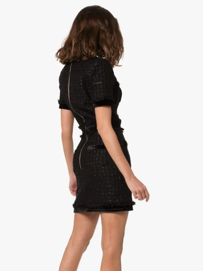 Shop Balmain Buttoned Mini Dress In Black