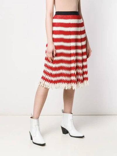Shop Calvin Klein 205w39nyc Striped Pleated Skirt In Red