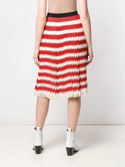 CALVIN KLEIN 205W39NYC STRIPED PLEATED SKIRT - 红色