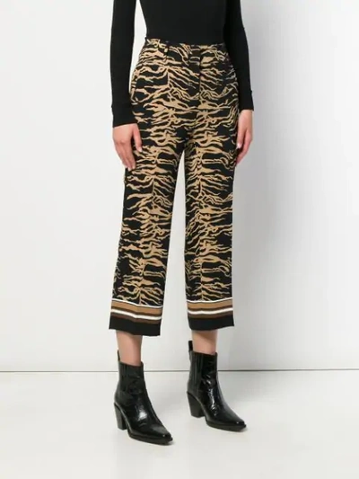 Shop Cambio Patterned Cropped Trousers In Black
