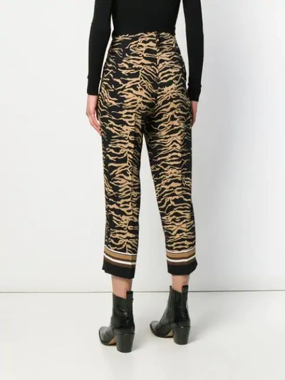 Shop Cambio Patterned Cropped Trousers In Black