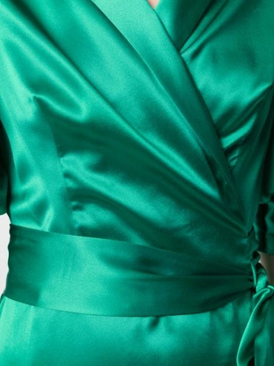 Shop Alessandra Rich Puff Sleeve Wrap Mini Dress In Green 1780