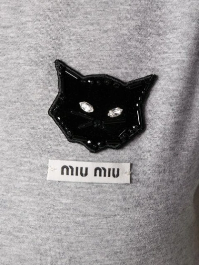 Shop Miu Miu Cat Embellished T In Grey