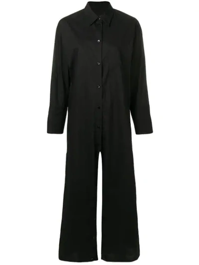 Shop Mm6 Maison Margiela Shirt Style Jumpsuit In Black