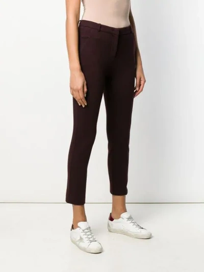 Shop Pinko Slim-fit Cropped Trousers In Red