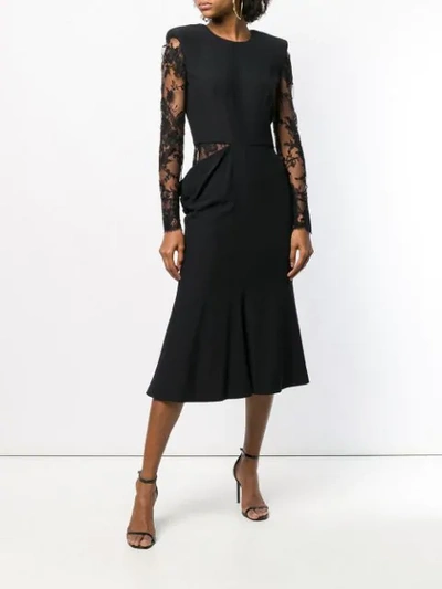 Shop Alexander Mcqueen Lace Midi Dress In Black