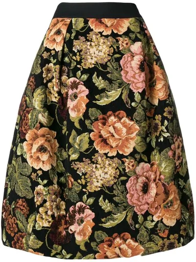 Shop Simone Rocha Floral Jacquard Skirt In Black