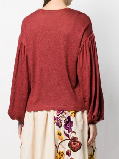 Shop Ulla Johnson Bell Sleeves Blouse In Currant