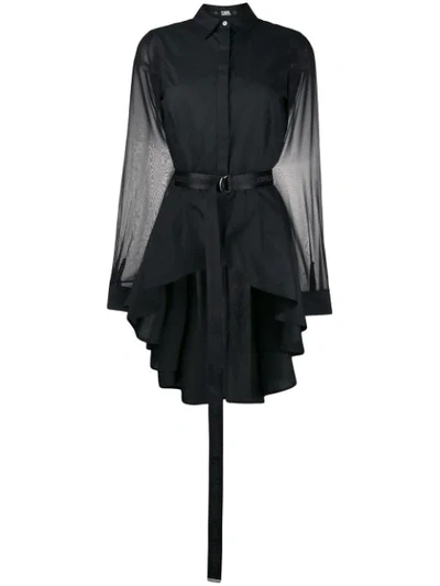 Shop Karl Lagerfeld High-low Poplin Shirt In Black