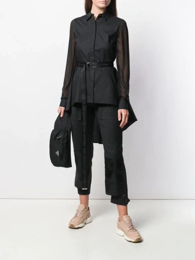 Shop Karl Lagerfeld High-low Poplin Shirt In Black