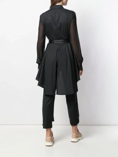 Shop Karl Lagerfeld High-low Poplin Shirt In Black