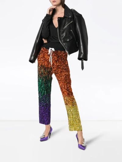 Shop Ashish Tinsel Sequin Embellished Silk Track Pants In Multicolour