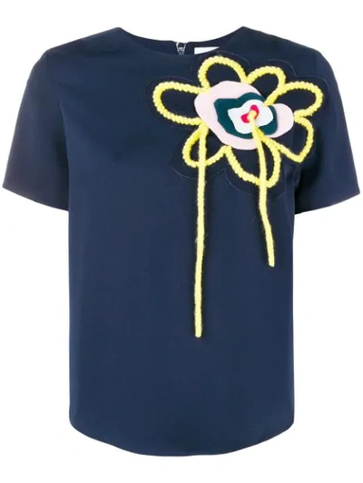 Shop Mira Mikati Wool Flower T In Blue
