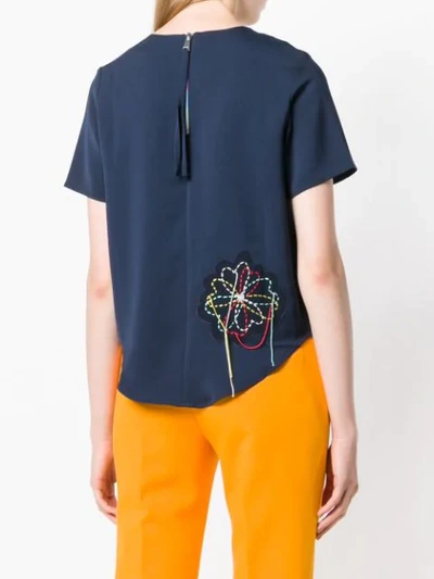 Shop Mira Mikati Wool Flower T In Blue