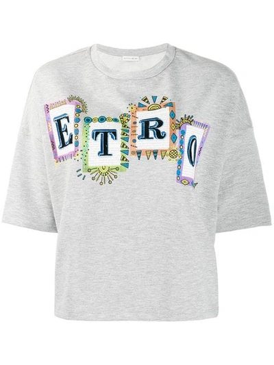 Shop Etro Logo Print T-shirt - Grey
