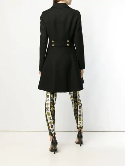 Shop Versace Flared Coat In Black