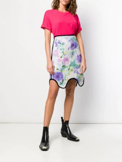 Shop Calvin Klein 205w39nyc Floral Print Asymmetric Skirt - Neutrals