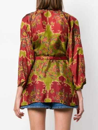 Shop Mes Demoiselles Floral Waist-tied Kimono - Red