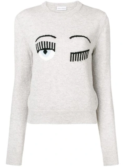 Shop Chiara Ferragni Blinking Eye Sweater In Grey