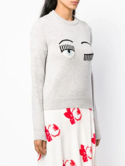 Shop Chiara Ferragni Blinking Eye Sweater In Grey