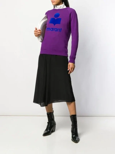 Shop Isabel Marant Étoile Logo Print Sweater In Purple