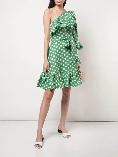 Shop Lisa Marie Fernandez Polka Dot Ruffle Dress - Green