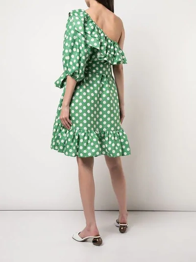 Shop Lisa Marie Fernandez Polka Dot Ruffle Dress - Green