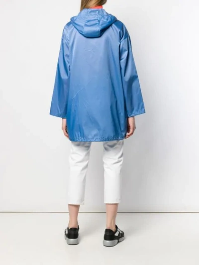 Shop Prada Hooded Satin Raincoat In Blue