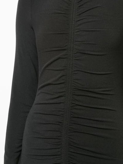 Shop Alexander Wang T Long-sleeved Ruched Dress In 001 Black