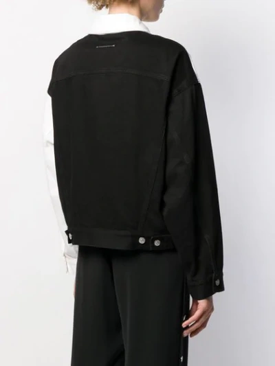 Shop Mm6 Maison Margiela Monochrome Block Denim Jacket In Black