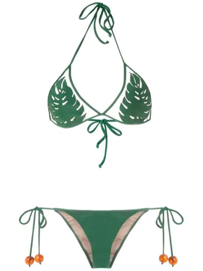 Shop Adriana Degreas X Cult Gaia Triangle Bikini Set In Green