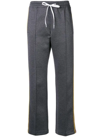Shop Miu Miu Stripe Trim Sweatpants In Grey