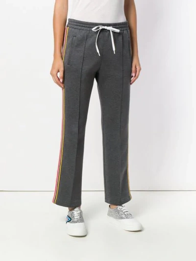Shop Miu Miu Stripe Trim Sweatpants In Grey