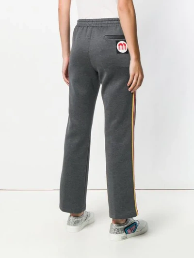 Shop Miu Miu Stripe Trim Sweatpants In Grey