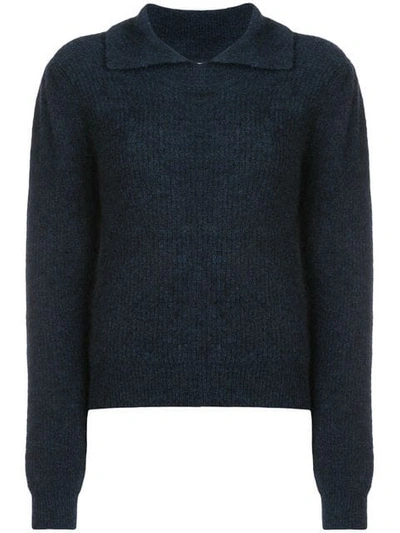 Shop Ganni Collared Sweater In Black