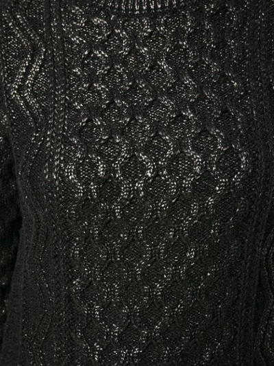 Shop Saint Laurent Lamé Aran Knitted Sweater In Black