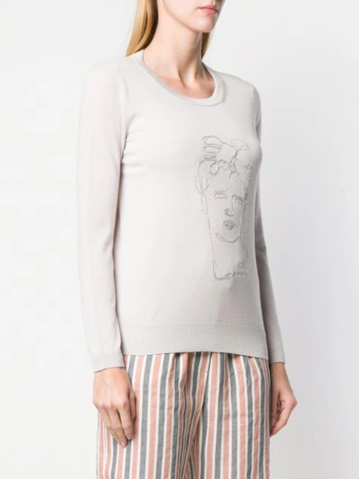 Shop Peserico Embroidered Face Jumper - Pink