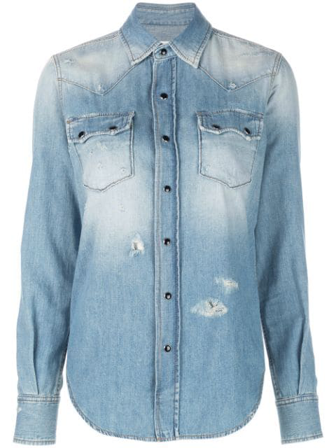 saint laurent western denim shirt