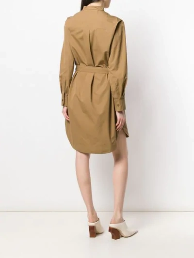 Shop Chloé Embroidered Shirt Dress In Brown