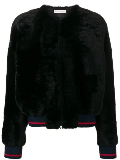 Shop Inès & Maréchal Diane Fur Bomber Jacket - Black