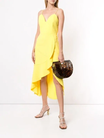 Shop Alice And Olivia Cobi Ruffle Midi Dress In Yellow