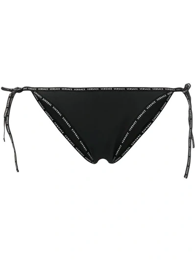 Shop Versace Logo Bikini Bottoms In Black