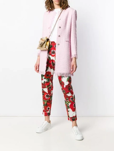 Shop Dolce & Gabbana Floral Print Trousers In Red