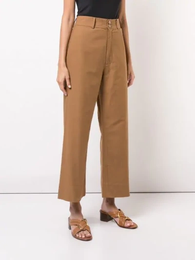 APIECE APART CROPPED TROUSERS - 棕色
